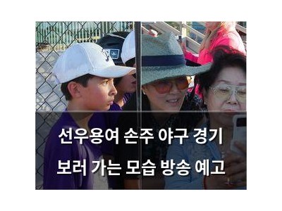 선우용여 손주 야구 경기 보러 가는 모습 방송 예고